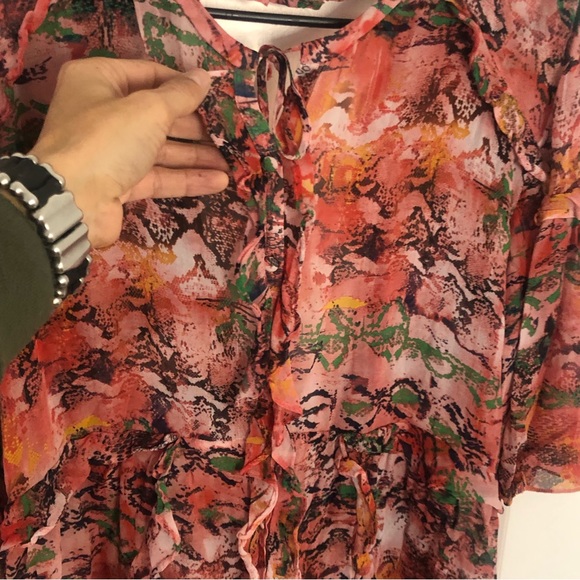 Rare IRO blouse Reopam 18S Floral Ruffle back open flowy top Sz 36 - Picture 5 of 12